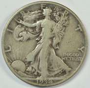Nice VF/XF 1938-D Walking Liberty Half Dollar. Key date