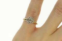 14K White Gold 0.50 Ctw 1950's Diamond Cluster Engagement Ring