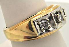 14KT YELLOW GOLD THREE DIAMONDS MEN'S RING/BAND