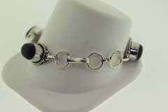 Silver-Tone Quartz Gemstone Bracelet