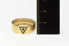 10K Yellow Gold Masonic Yod Symbol Men's Inscribed Band Ring