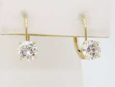 Diamond Solitaire Lever Back Earrings