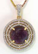 Jaw Dropping Massive 20.00CTS cabochon Cut Natural Star Ruby & White Sapphire Necklace in Vermeil