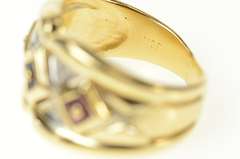 14K Yellow Gold Square Emerald Ruby Sapphire Diamond Band Ring