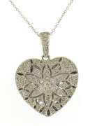 Charming White Gold Heart Locket Pendant on Chain