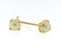 Classic 14kt YG White Faux Pearl Stud Earrings