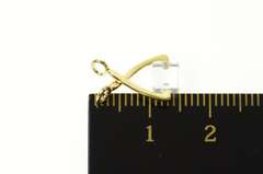 14K Yellow Gold Calipers Cubic Zirconia Cube Ice Tongs Charm/Pendant