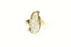 14K Yellow Gold Ornate Rough Pearl Diamond Statement Ring