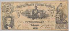 $ 10 Sept 2 1861 $ 5 Confederate States Note
