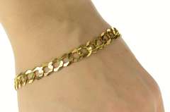 10K Yellow Gold 8,5mm Curb Chain Classic Men's Cuban Link Bracelet