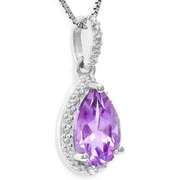 1.16 CT AMETHYST & DIAMOND STERLING SILVER PENDANT