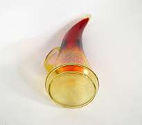 Vintage Amberina Crackle Glass Pitcher, Elongated Spout