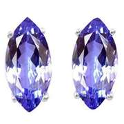 1.00 CT TANZANITE STERLING SILVER EARRINGS STUD