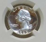 1963 PROOF Silver Wash Qtr NGC PF-68UC
