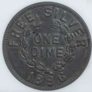 Rare Lead 1896 One Dime Bryan Money NGC AU 50 Holdered
