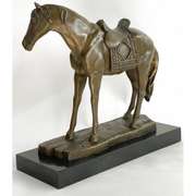 Horse with his Saddle Western Cowboy Bronze Sculpture