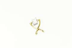 14K Yellow Gold Calipers Cubic Zirconia Cube Ice Tongs Charm/Pendant
