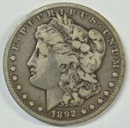 Nice sharp 1892-CC Morgan Silver Dollar. Key date