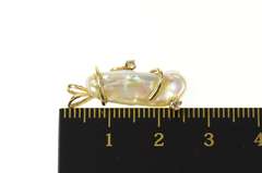 14K Yellow Gold Ornate Rough Pearl Diamond Statement Pendant