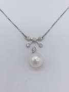 14kt White Gold, Diamond & Pearl Necklace