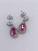 14kt Gold, Pink Sapphire, & Diamond Earrings