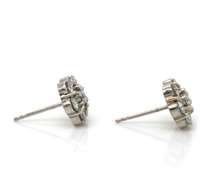 Glittering Platinum Round Brilliant Cut Diamonds & Moissanite Mixed Cluster Earrings