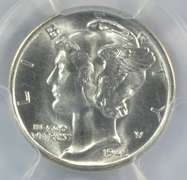 Superb Gem BU 1945-S (Micro 'S') Mercury Dime. PCGS MS66