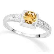 SUPERB! 3/5 CITRINE & DIAMOND STERLING SILVER RING