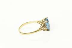 10K Yellow Gold Oval Blue Topaz Diamond Accent Statement Ring