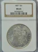 Solid Gem BU 1886 Morgan Silver Dollar. NGC MS65