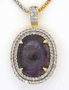 Stunning Colossal 2300CTS Cabochon Star Ruby & White Sapphire Necklace in Vermeil
