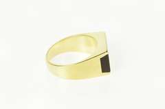 14K Yellow Gold Black Onyx Squared Inlay Retro Statement Ring