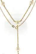 Stunning 14kt YG White Pearl Lariat Style Necklace