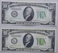Choice Near Unc 1934 1934 A $ 10  Lime Green Fed Res Note