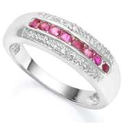 2/5 CT RUBY & DIAMOND STERLING SILVER RING