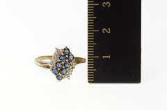 10K Yellow Gold Squared Diagonal Sapphire Diamond Bypass Ring