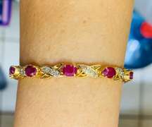 18kt Solid Gold, Ruby, & Diamond Bracelet