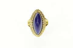 18K Yellow Gold Lapis Lazuli 0.84 Ctw Diamond Cocktail Ring