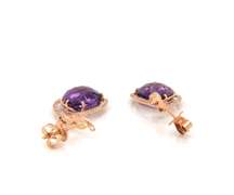 Gorgeous 14kt RG Amethyst & Diamond Satin Finish Earrings