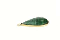 10K Yellow Gold Pear Malachite Cabochon Statement Pendant