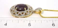Enamoring Massive 13.00CTS Cabochon Cut Natural Star Ruby & White Sapphire Necklace in Vermeil