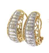 Plesing Yellow Gold Fretwork Hoop Earrings