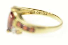 10K Yellow Gold Marquise Garnet Diamond Accent Bypass Ring