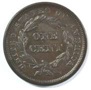 Scarce 1843 'Petite Head' Braided Hair Large Cent in AU+