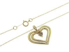 Fabulous Yellow Gold Diamond Heart Pendant on Chain