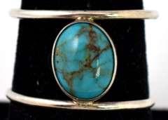 Interesting Open-Shank Turquoise Ring in Sterling