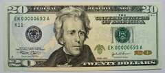 Gem Crisp 2004 $20 FRB Dallas Very Low Three Digit Serial Number 00000693!