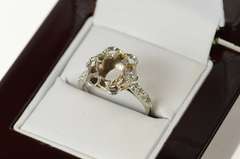 Platinum Victorian Diamond Scalloped Engagement Setting Ring