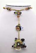 18KT YELLOW GOLD MIXED GEMSTONE BRIOLETTE NECKLACE.