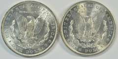 Choice BU 1883-O & 1885 Morgan Silver Dollars